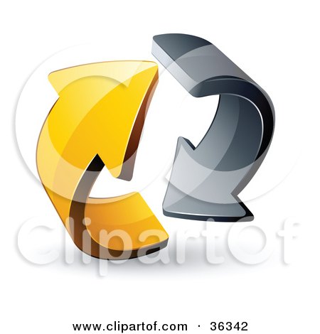 Clipart Illustration of a Pre-Made Logo Of Gray And Yellow Circling Arrows by beboy