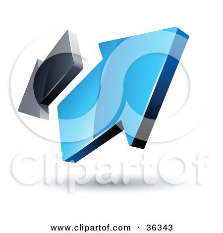 Clipart Illustration of a Pre-Made Logo Of Blue And Gray Arrows Going In Opposite Directions by beboy