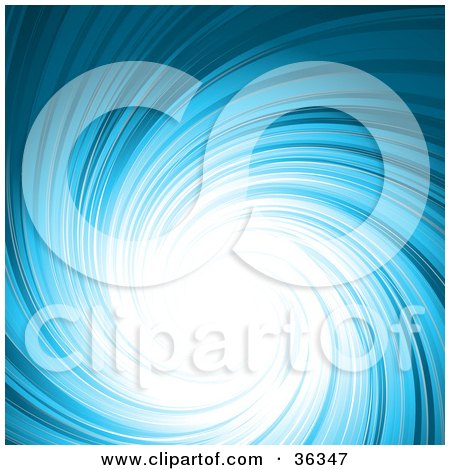 Clipart Illustration of a Swirling Blue Background With Bright Light In The Center by elaineitalia