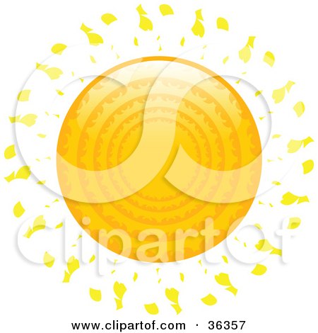 Clipart Illustration of an Orange Sun With Rings On The Surface And Rays Of Light by elaineitalia