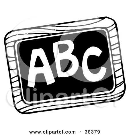 Clipart Illustration of a Black And White Chalk Board With ABC Written On It by LoopyLand