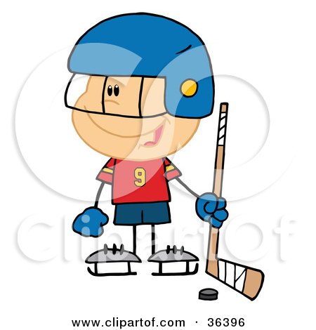 Clipart Illustration of a Happy Hockey Goalie Boy by Hit Toon