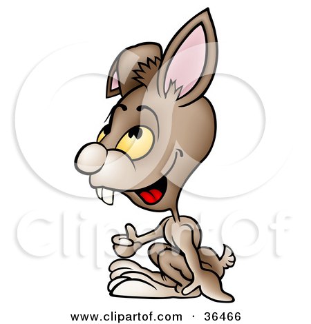 Clipart Illustration of a Goofy Yellow Eyed Rabbit Giving The Thumbs Up by dero