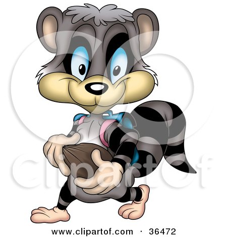 Clipart Illustration of a Raccoon School Boy Walking With A Backpack by dero