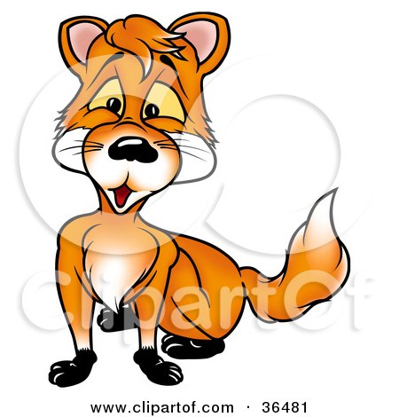 Clipart Illustration of a Cute Orange Fox With Yellow Eyes, Looking Outward by dero