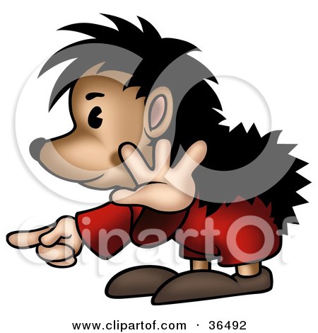 Clipart Illustration of a Hedgehog Signaling To Stop, Pointing Forward by dero