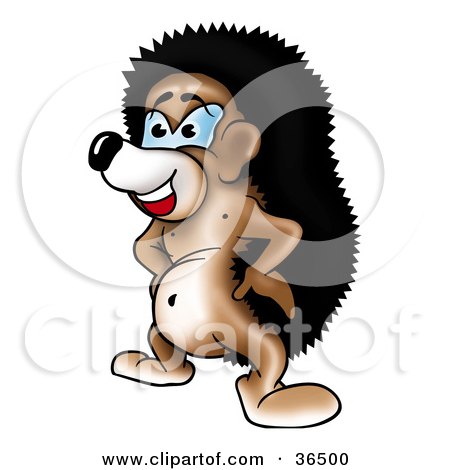 Clipart Illustration of a Hedgehog Standing With His Hands On His Hips by dero