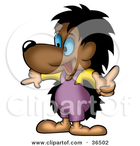 Clipart Illustration of a Blue Eyed Hedgehog Gesturing With His Pointer Fingers by dero