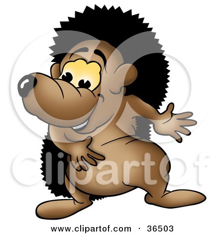 Clipart Illustration of a Happy Hedgehog Swaying His Arms by dero