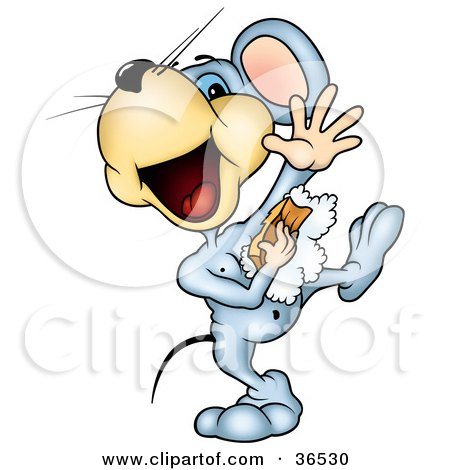 Clipart Illustration of a Clean Blue Mouse Dancing In The Shower And Using A Sponge To Clean His Under Arms by dero