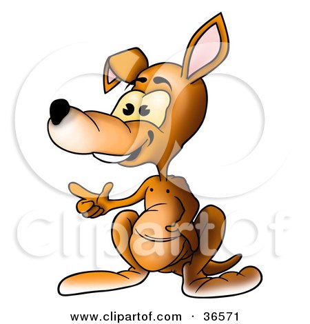 Clipart Illustration of a Friendly Kangaroo Gesturing And Speaking by dero
