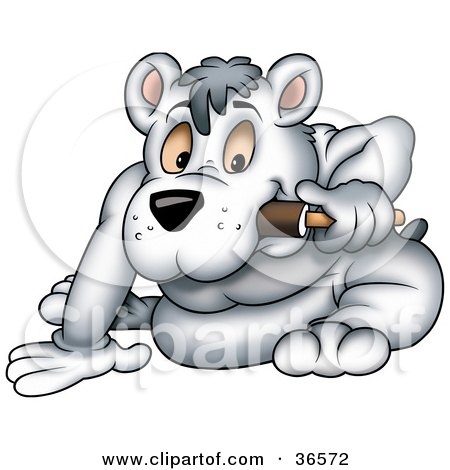 Clipart Illustration of a Sitting Polar Bear Eating An Ice Pop by dero