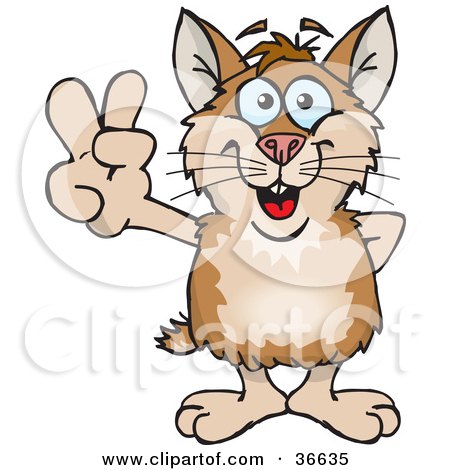 Clipart Illustration of a Peaceful Hamster Smiling And Gesturing The Peace Sign With His Hand by Dennis Holmes Designs