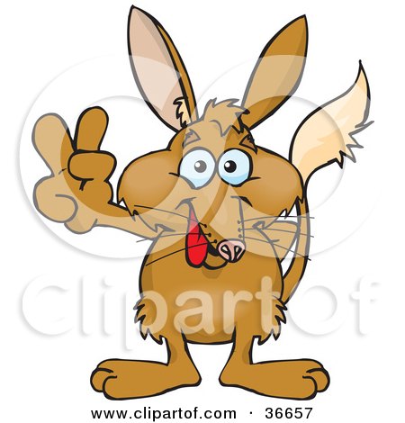 Clipart Illustration of a Peaceful Bilby Smiling And Gesturing The Peace Sign With His Hand by Dennis Holmes Designs