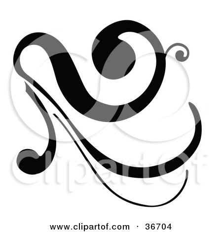 Clipart Illustration of a Black Silhouetted Elegant Flourish Design by OnFocusMedia