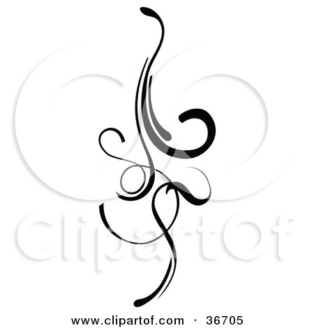 Clipart Illustration of an Elegant Black Design Element With Curls And Lines by OnFocusMedia