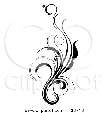 Clipart Illustration of an Elegant And Curly Black And White Design Scroll by OnFocusMedia