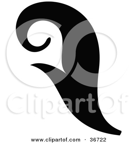 Clipart Illustration of a Black Silhouetted Elegant Curling Leaf Design by OnFocusMedia