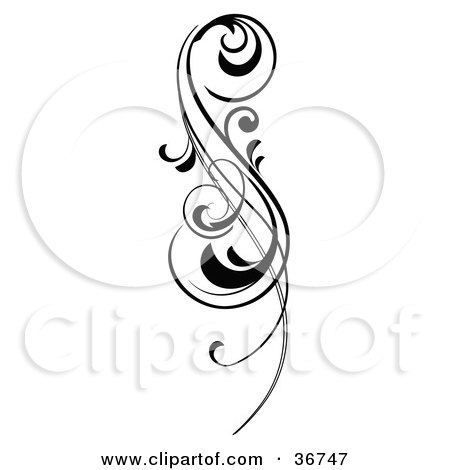 Clipart Illustration of an Intricate Black Curling Design Element by OnFocusMedia