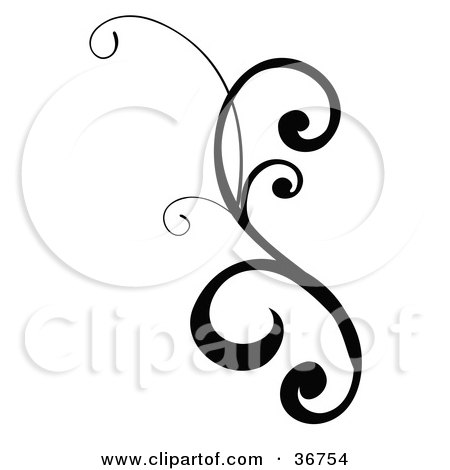 Clipart Illustration of a Black And White Design Scroll With Curly Edges by OnFocusMedia