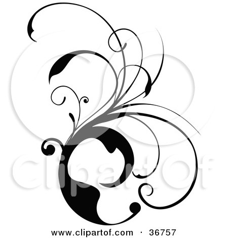 Clipart Illustration of a Black And White Design Vine Scroll by OnFocusMedia
