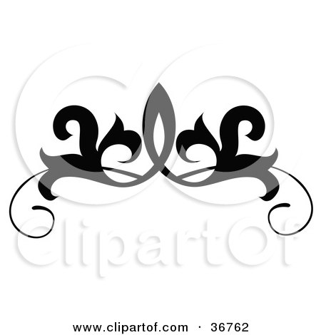 Clipart Illustration of a Black And White Design Scroll Or Tattoo Design by OnFocusMedia