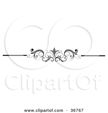 Clipart Illustration of an Elegant Black And White Scroll Lower Back Tattoo Design Or Flourish With Tendrils by OnFocusMedia
