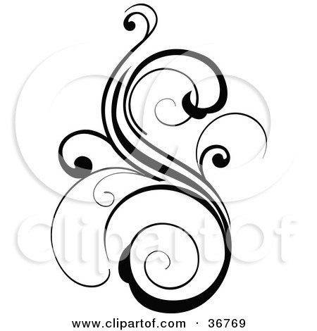 Clipart Illustration of a Black Curly S Shaped Design Accent by OnFocusMedia