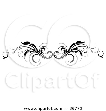 Clipart Illustration of a Black And White Vine Lower Back Tattoo Design Or Flourish Resembling Wings by OnFocusMedia