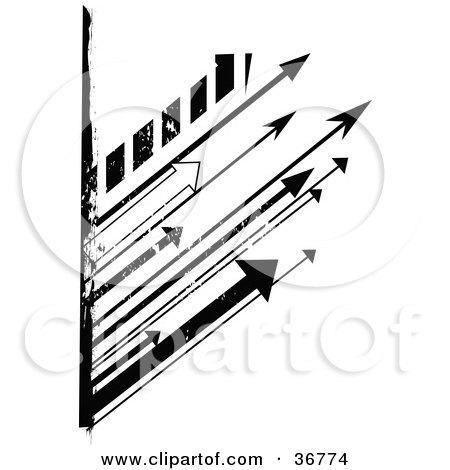 Clipart Illustration of a Background of Black Grunge Arrows by OnFocusMedia