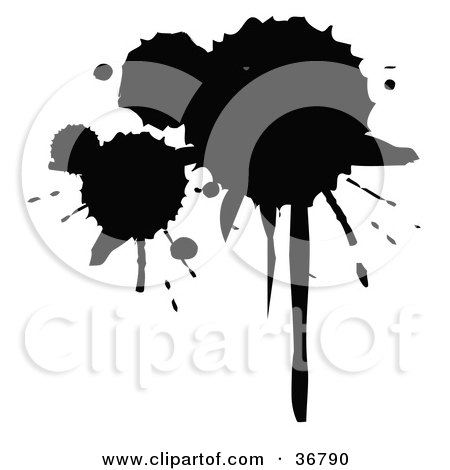 Clipart Illustration of a Group Of Silhouetted Ink Splatters by OnFocusMedia