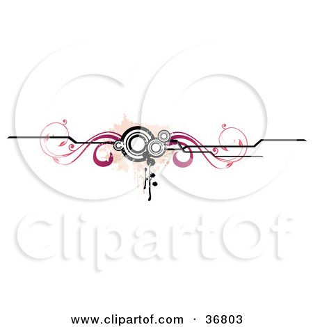Clipart Illustration of a Grungy Web Site Header With Circles, Pink Lines And Splatters by OnFocusMedia