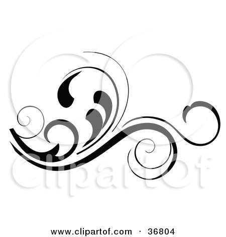 Clipart Illustration of a Black Horizontal Scroll Design Element by OnFocusMedia
