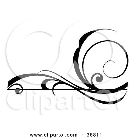 Clipart Illustration of a Black Horizontal Scroll Design Element Silhouette by OnFocusMedia