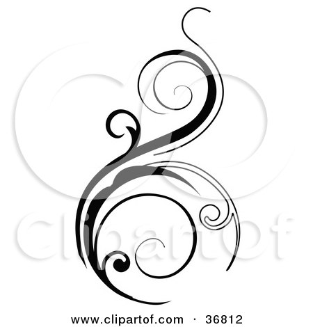 Clipart Illustration of a Black Vertical Scroll Design Element by OnFocusMedia
