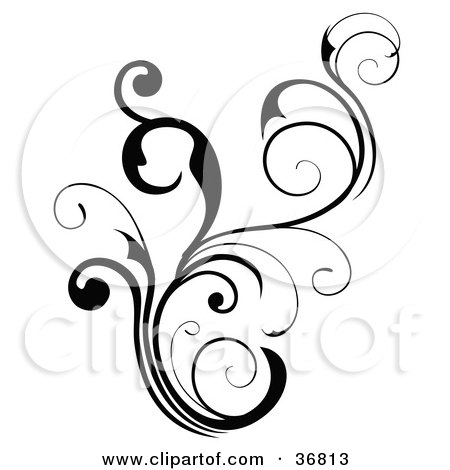 Clipart Illustration of a Floral Black Scroll Design Element by OnFocusMedia
