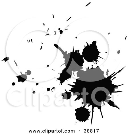 Clipart Illustration of Black Silhouetted Splatters by OnFocusMedia