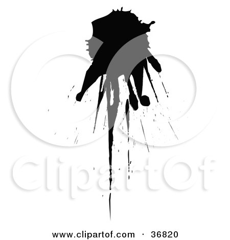 Clipart Illustration of a Single Black Ink Splatter With Drips by OnFocusMedia
