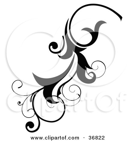 Clipart Illustration of a Black Scroll Design Element by OnFocusMedia