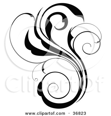 Clipart Illustration of a Black Silhouette Scroll Design Element by OnFocusMedia