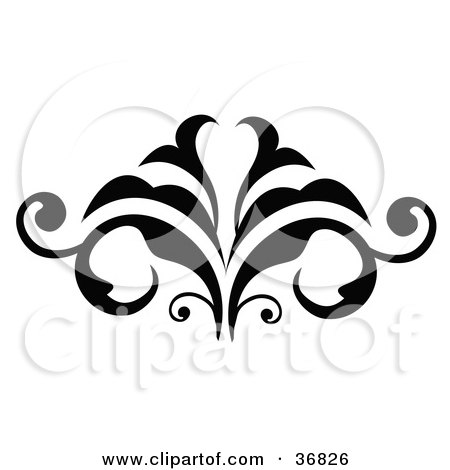 Clipart Illustration of a Black Silhouetted Embellishment Design by OnFocusMedia