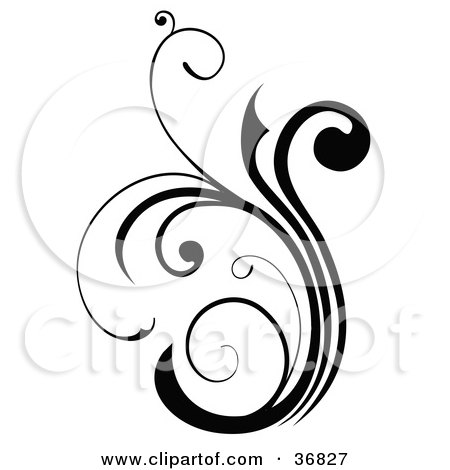 Clipart Illustration of a Silhouetted Black Scroll Design Element by OnFocusMedia