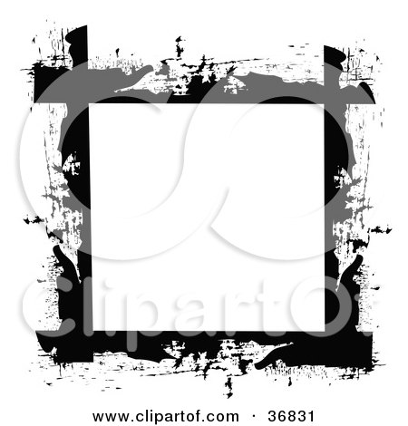 Clipart Illustration of a Black Grunge Textured Frame by OnFocusMedia