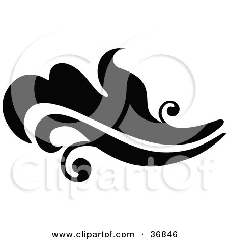 Clipart Illustration of a Black Silhouetted Elegant Leafy Design by OnFocusMedia