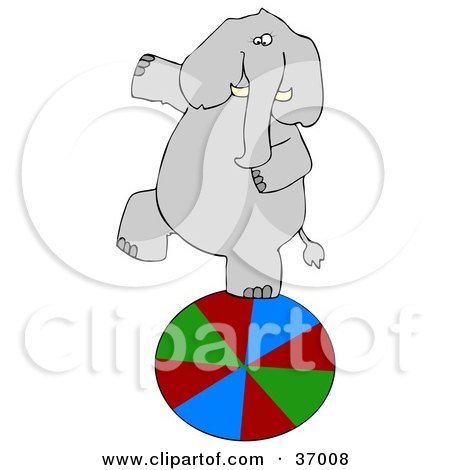 Clipart Illustration of a Circus Elephant Walking On A Ball by djart