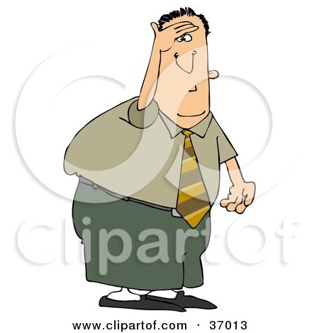 Clipart Illustration of a Weary Man Keeping A Look Out by djart