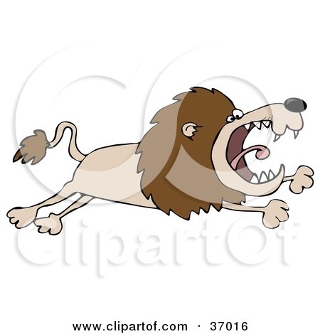 Clipart Illustration of a Pissed Lion Leaping by djart