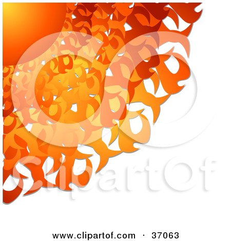 Clipart Illustration of a Fiery Red And Orange Sun In The Corner Of A White Background by elaineitalia