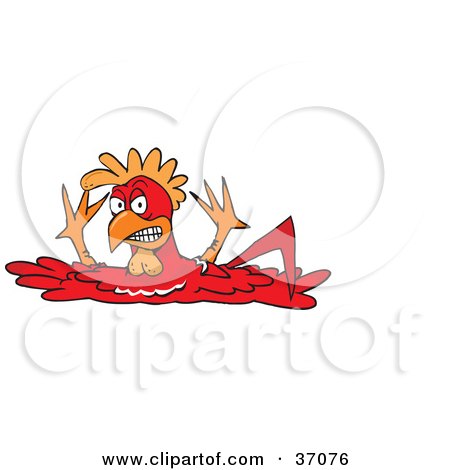Clipart Illustration of a Frustrated Boneless Red Rooster by Dennis Holmes Designs