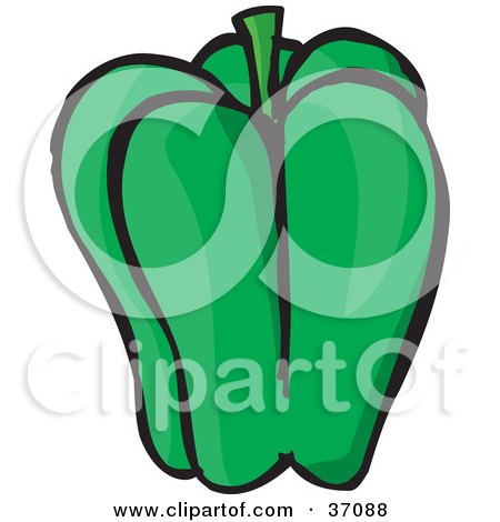 Clipart Illustration of a Tall And Fresh Green Bell Pepper by Dennis Holmes Designs